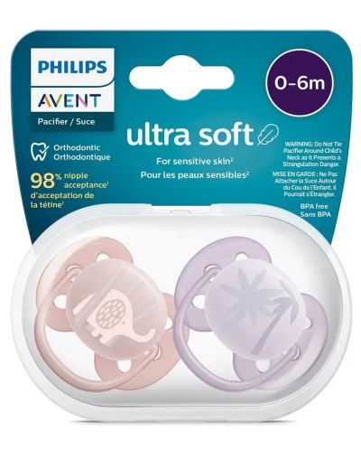 Suzete Philips Avent - Ultra Soft, 0-6 m, 2 bucăți, elefant și palmier - 8
