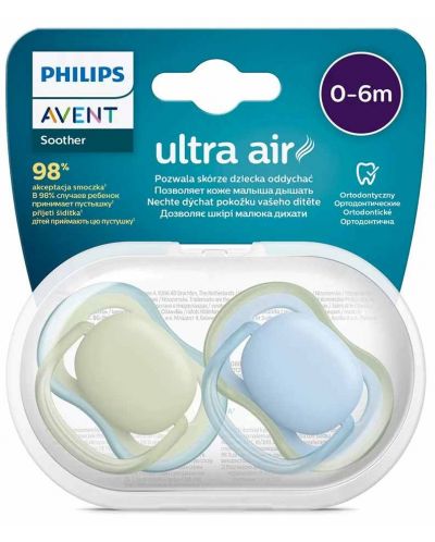 Suzete Philips Avent - Ultra Air, 0-6 m, 2 bucăți, cu cutie, pentru băiat - 6