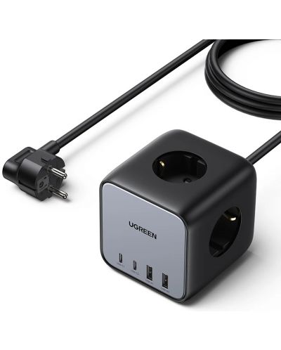Încărcător Ugreen - DigiNest Cube GaN, 65W, gri /negru