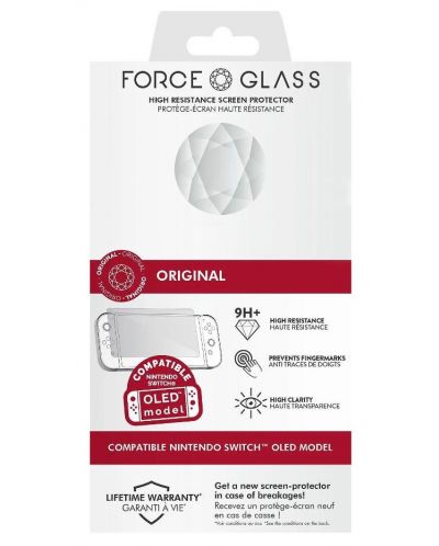 Sticlă de protecție Nacon - Force Glass Screen Protector Glass 9H+ V2 (Nintendo Switch OLED) - 1