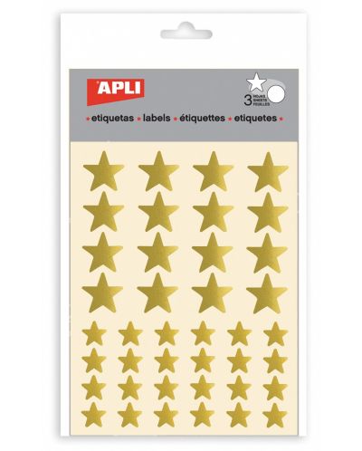 Set stickere APLI - Stele aurii, stralucitoare, 3 file - 1
