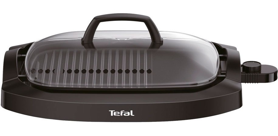 Grătar electric Tefal - CB6A0830, 2000W, antiaderent, plat/nervat, negru - imagine 1
