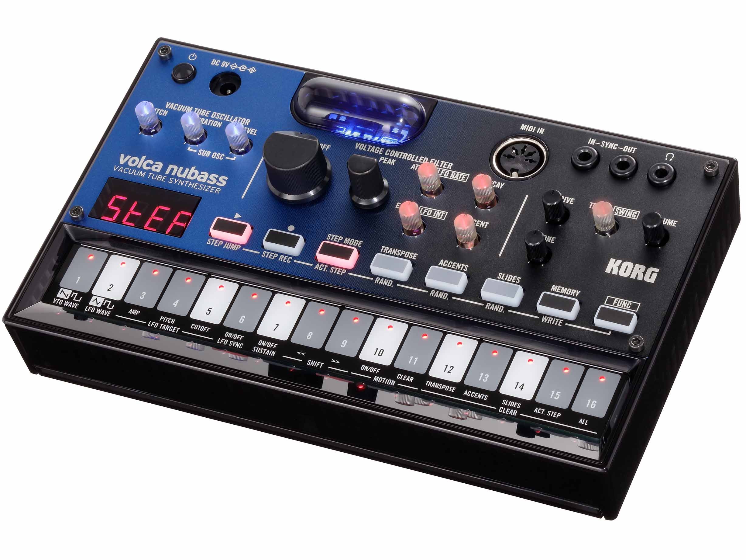Sintetizator analogic de bas Korg - Volca NuBass, 16 clape, negru