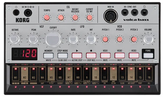 Sintetizator analogic de bas Korg - Volca Bass, Portabil, negru/gri - imagine 1