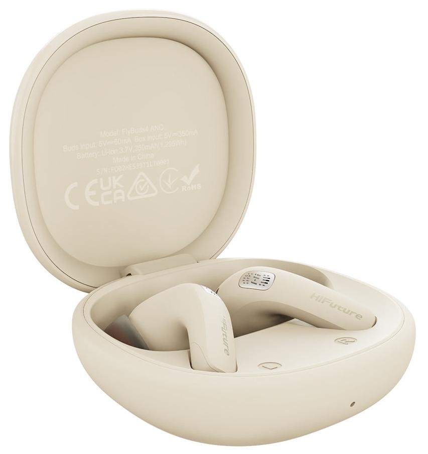 Căști wireless HiFuture - FlyBuds 4, TWS, IPX5, ANC, bej - imagine 1