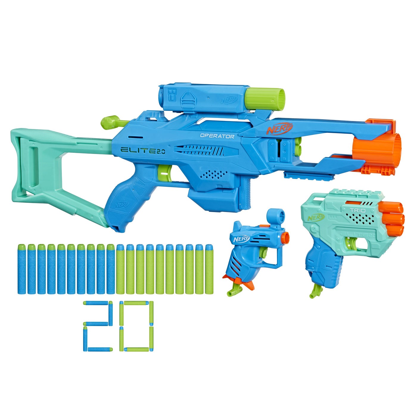 Blastere Nerf Elite 2.0 – Tactical Pack, 3 bucăți, cu 20 de săgeți