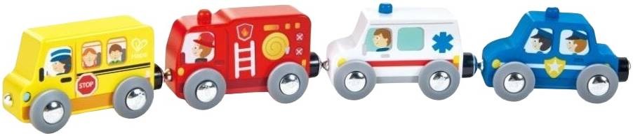 Trenuleț din lemn HaPe International - Vehicule colorate - imagine 1