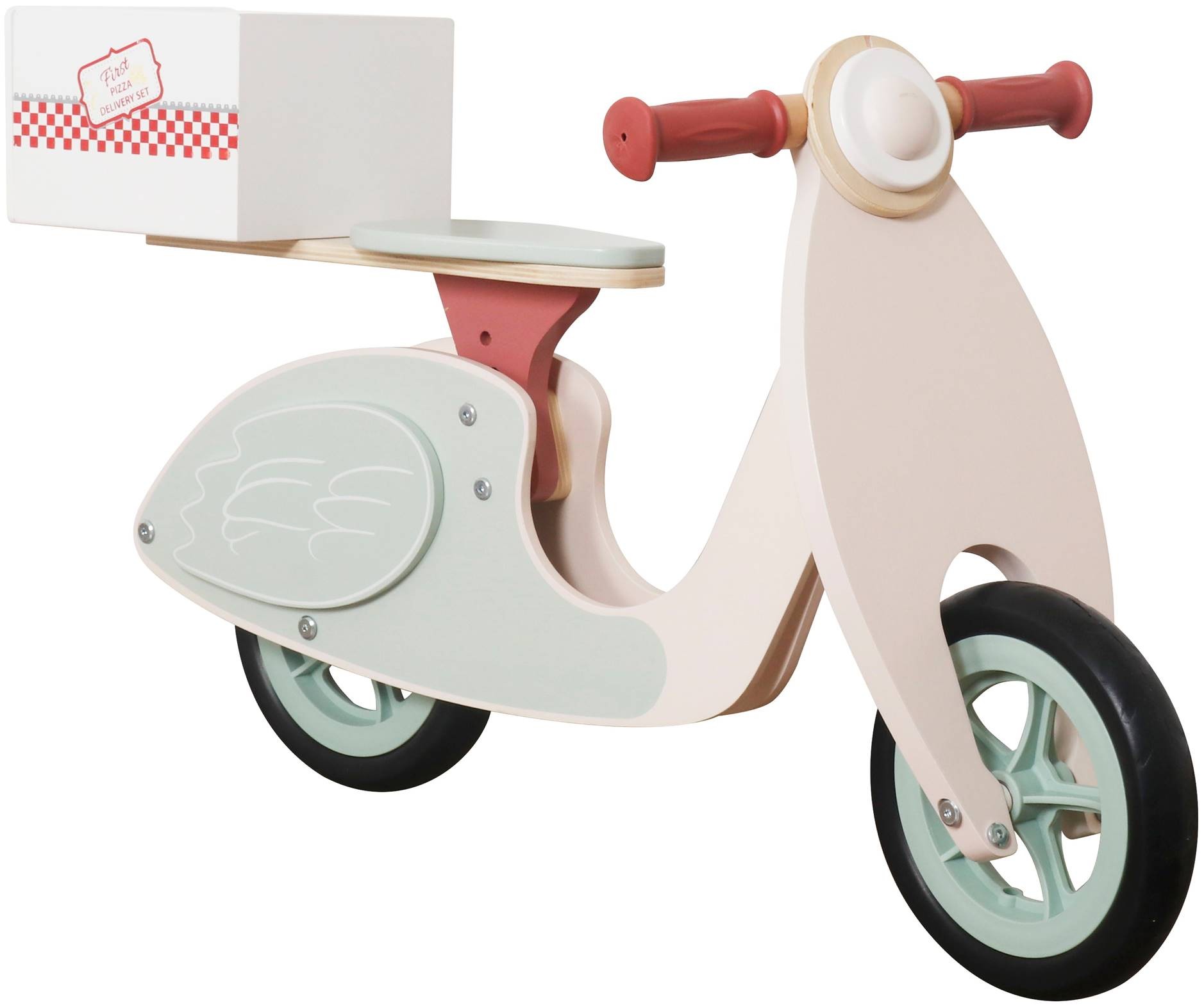 Roată de echilibru din lemn Ginger Home - Motocicletă cu cutie de pizza