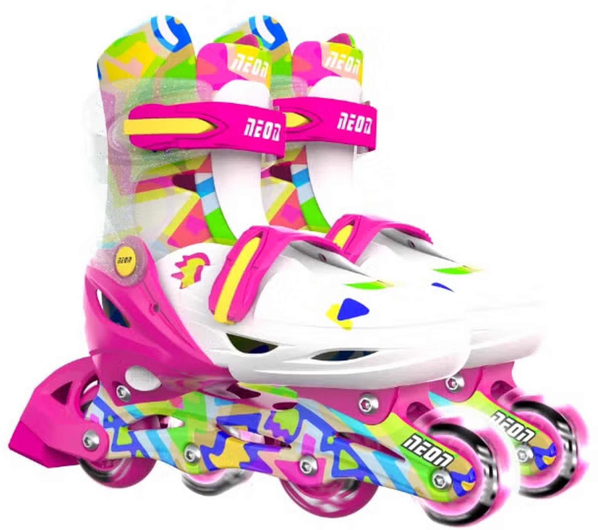 Role pentru copii 2 în 1 Yvolution - Neon Combo Skates, mărimea 34-37, roz-galbene