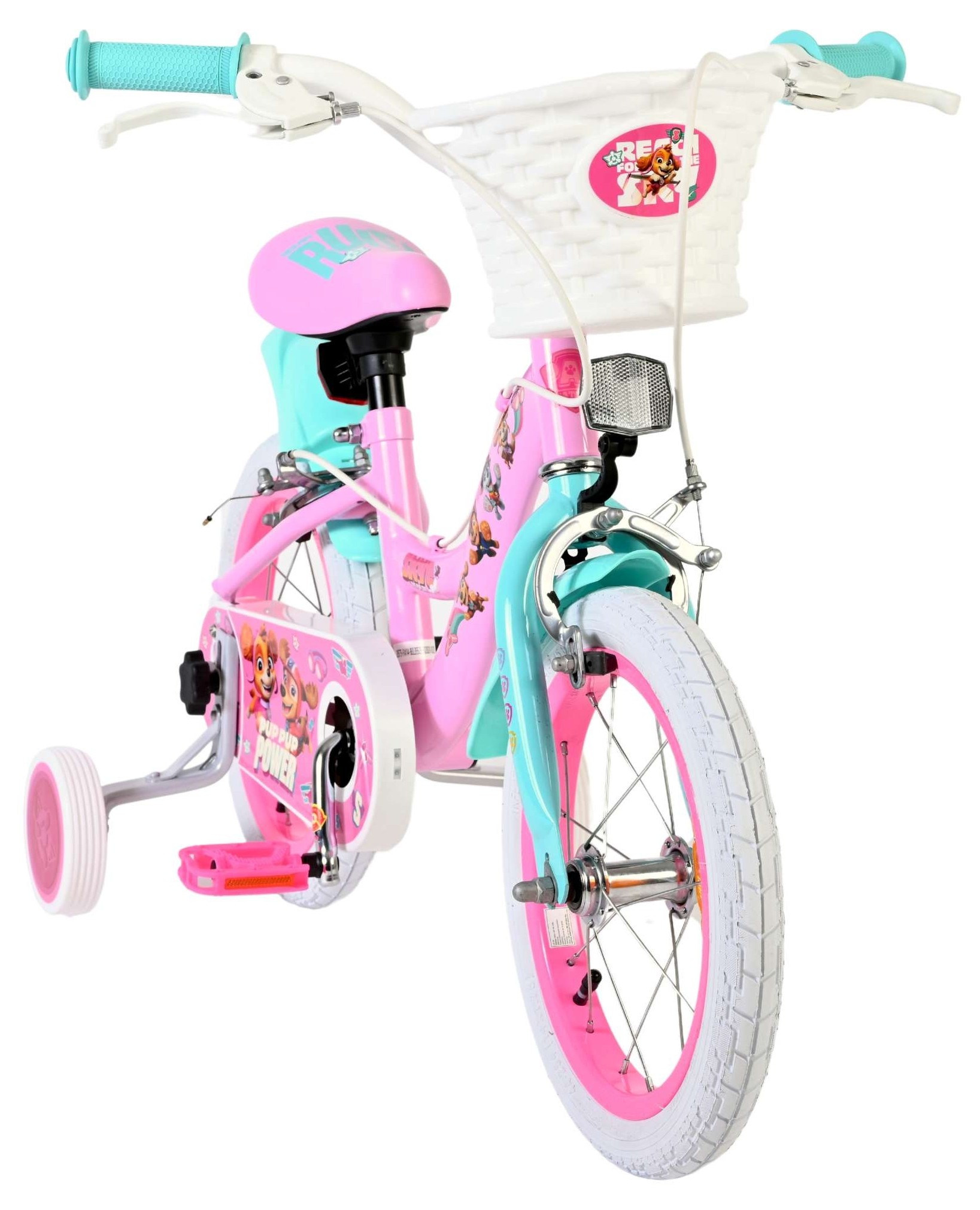 Bicicletă pentru copii cu roți ajutătoare E&L cycles - Paw Patrol, 14'', roz - imagine 1