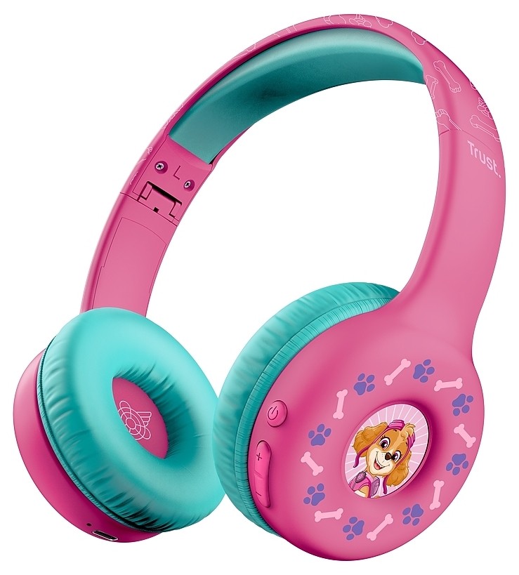 Căști pentru copii cu microfon Trust - Nouna Paw Patrol,fără fir, roz - imagine 1