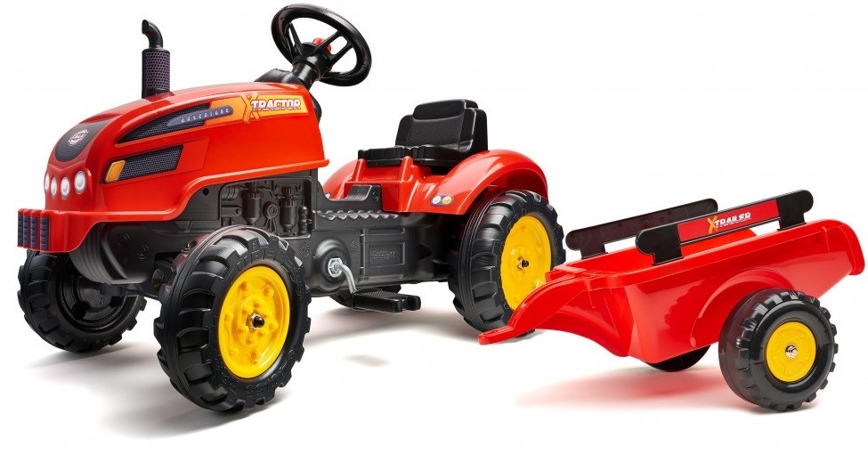 FALK spalo FA アラバマ Tractor copii Falk - Cu remorca, capac si pedale, rosu