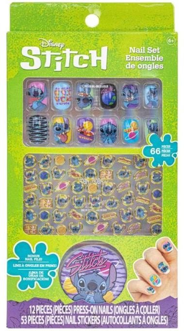 Set pentru copii pentru manichiurăDisney - Stitch, cu cuie adezive și autocolante