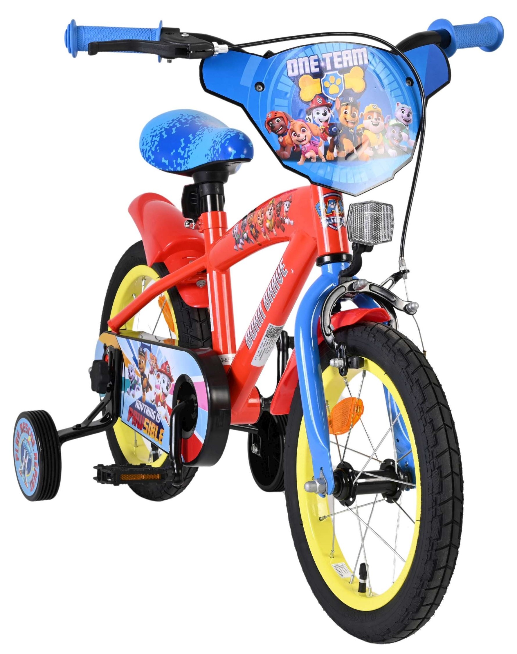 Bicicletă pentru copii cu roți ajutătoare E&L cycles - Paw Patrol, albastră - imagine 1