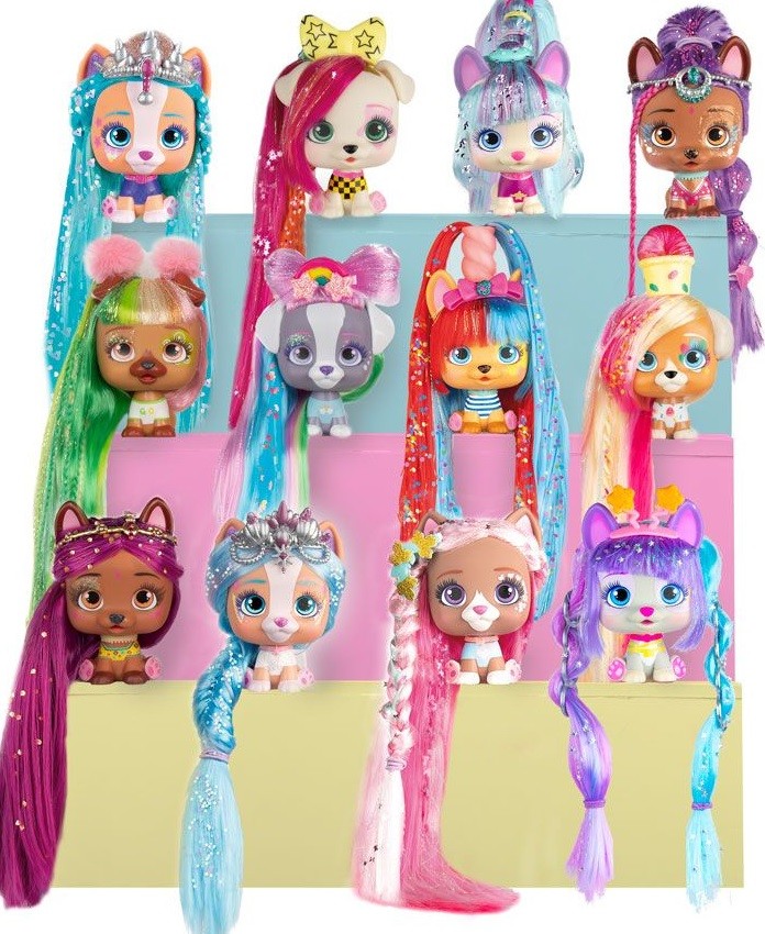 Jucarie pentru copii Vip Pets - Catel cu 9 accesorii coafuri