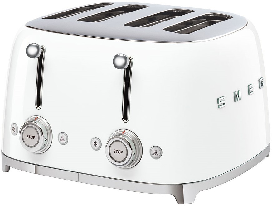 Prăjitor de pâine dublu Smeg - TSF03WHEU, 2000W, 6 viteze, alb