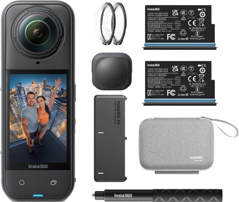 Cameră de acțiune Insta360 - X5, 8K, 72MPx, Essential Bundle X504