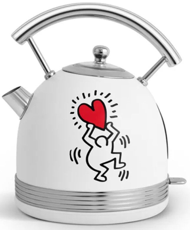 Fierbător electric Schneider - Keith Haring, 2200 W, 1.7 l, alb