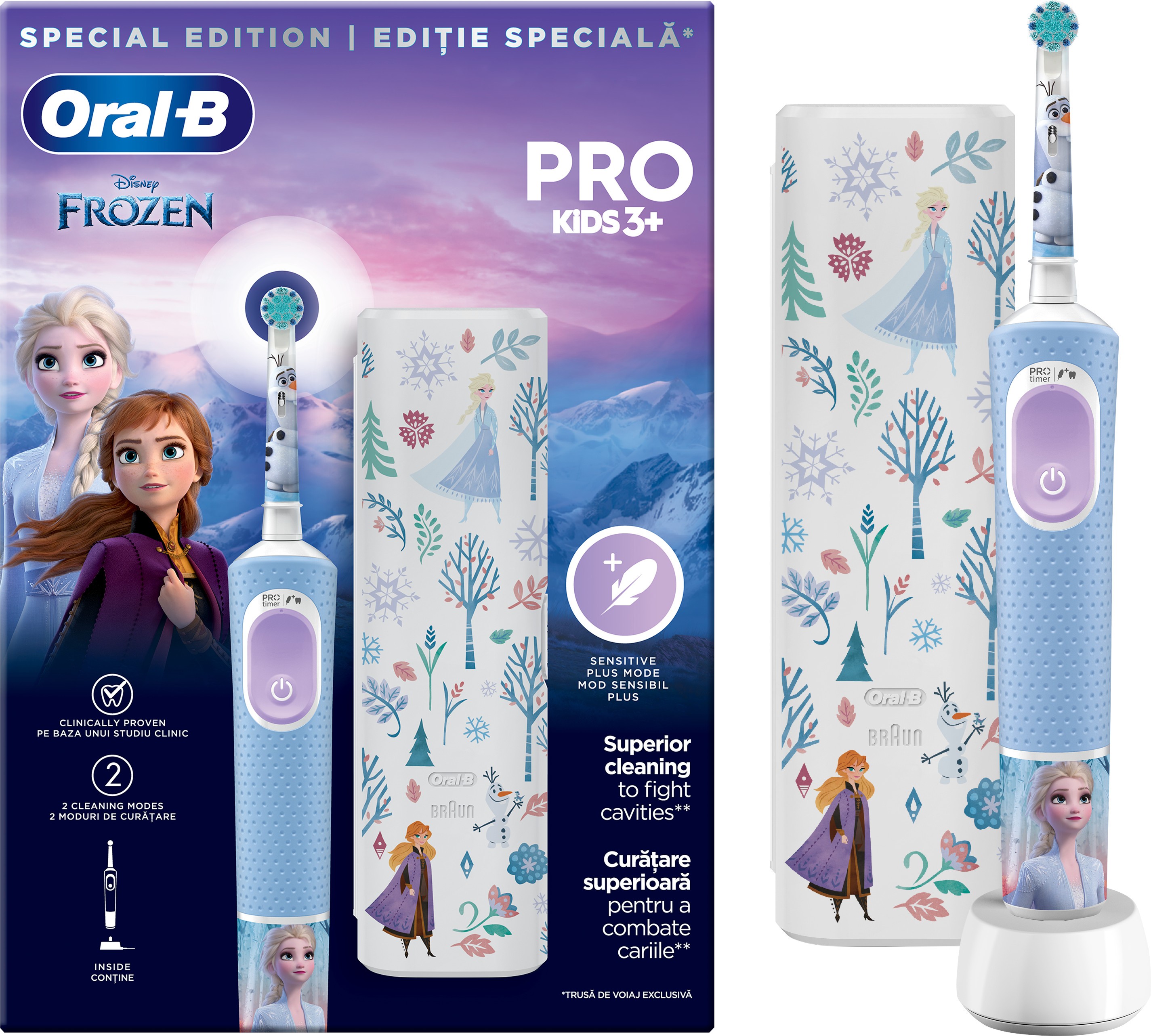 Periuță de dinți electrică Oral-B - Vitality Pro Kids, 1 capăt, Frozen