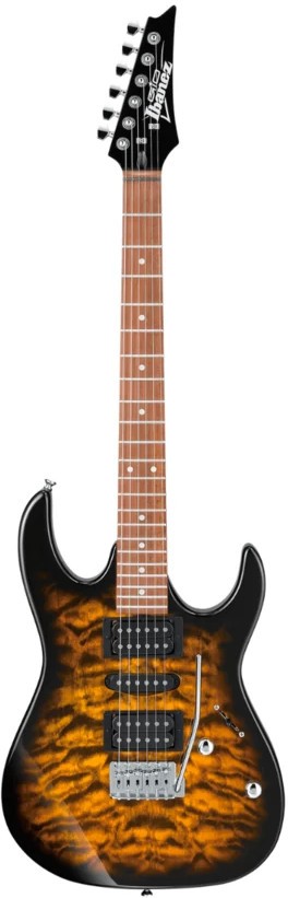 Chitară electrică Ibanez - GRX70QA SB, portocaliu/negru - imagine 1