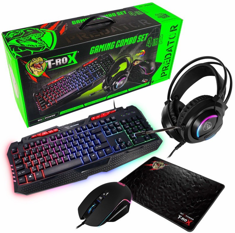 Set de gaming Roxpower - T-Rox Predator, negru - imagine 1