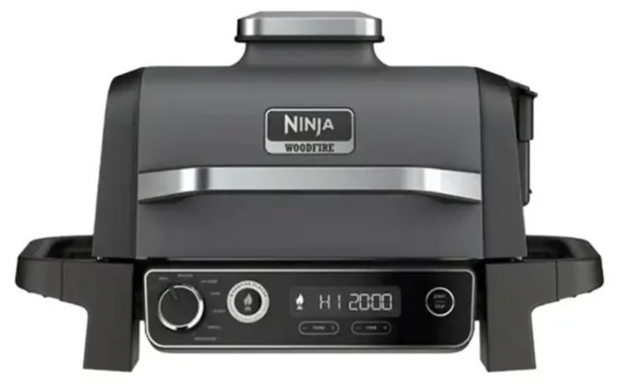 Grătar Ninja - Woodfire OG701, 2400W, antiaderent, cu striuri, negru - imagine 1