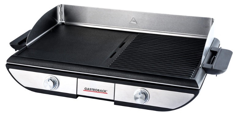 Grătar Gastroback - Advanced pro BBQ, 2300W, antiaderent, plat/cu nervuri, oțel inoxidabil