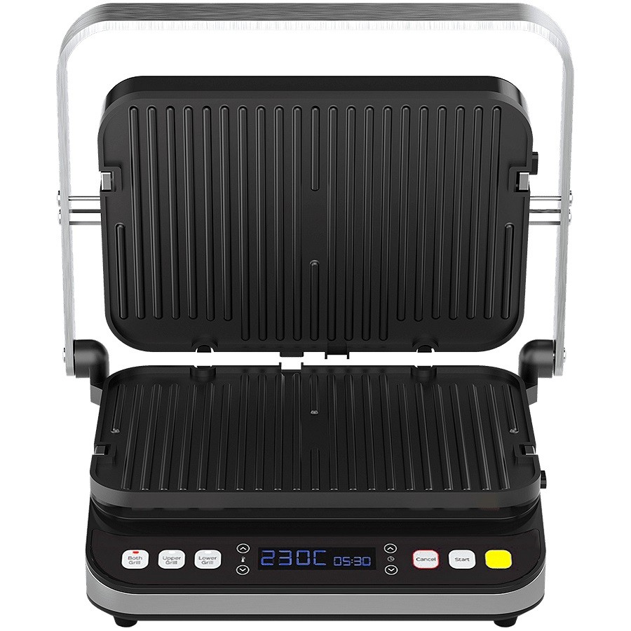 Grătar electric AENO - EG1, 2000W, antiaderent, nervurat, negru/argintiu