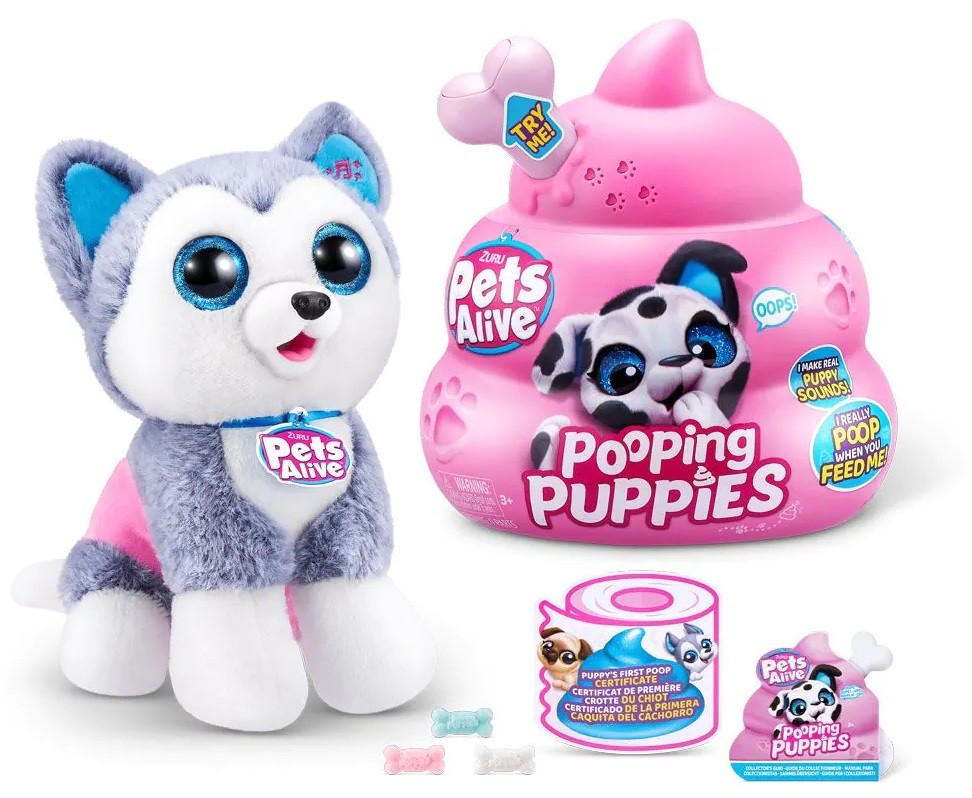 Set de jucării Zuru Pets Alive Pooping Puppies - Cățel de pluș cu