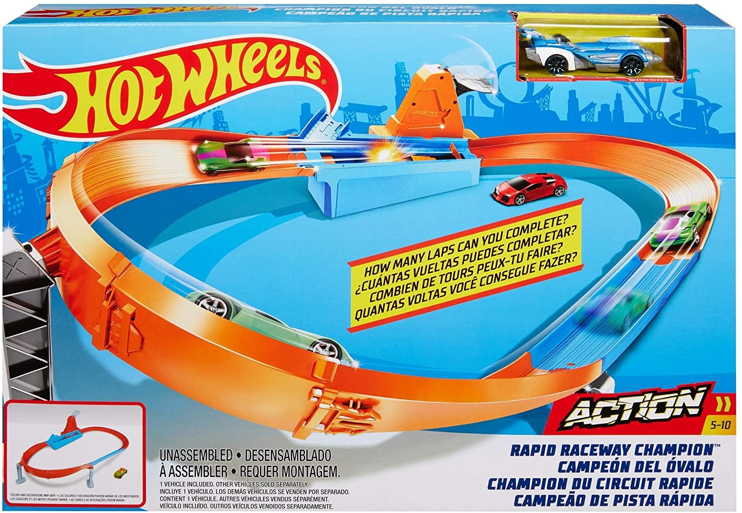Set de joaca Hot Wheels Action - Pista cu lansator, Rapid Raceway