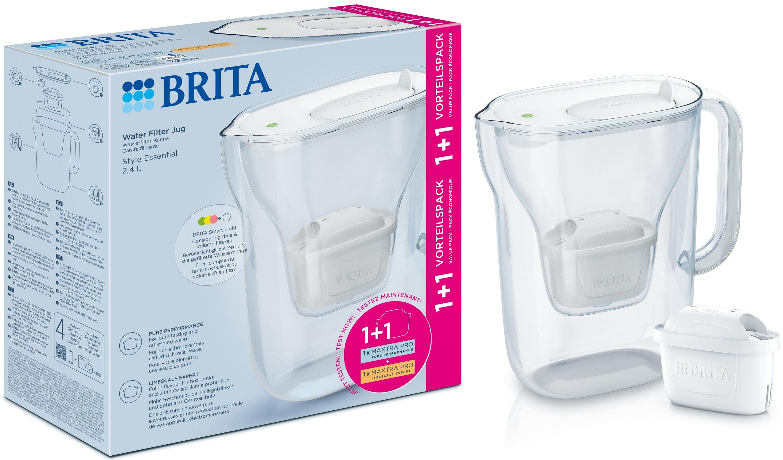 Cană BRITA - Style Cool Essential, LED, 2.4 l, cu 2 Maxtra Pro, alb - imagine 1