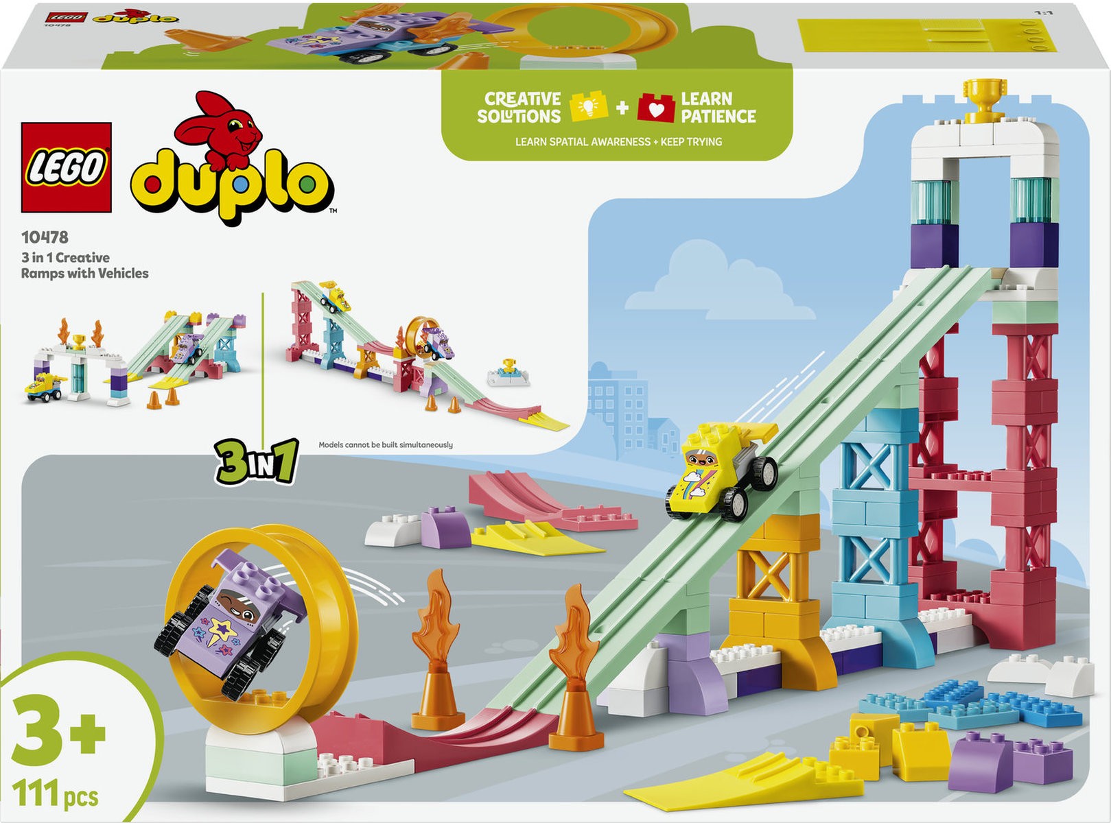Constructor LEGO Duplo Town 3 în 1 – Rampe creative cu vehicule (10478) - imagine 1