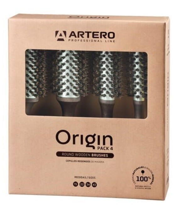 Set profesional de perii de păr Artero - Origin, păr natural, 15 mm, 22 mm, 34 mm și 43 mm - imagine 1