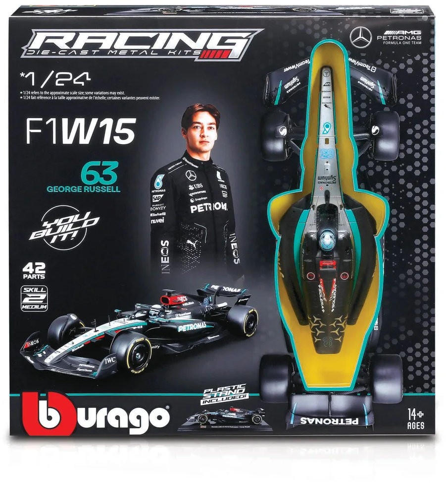 Mașină de asamblat Bburago - Mercedes GP F1 W15 EQ Performance Team, George Russell, 1:24