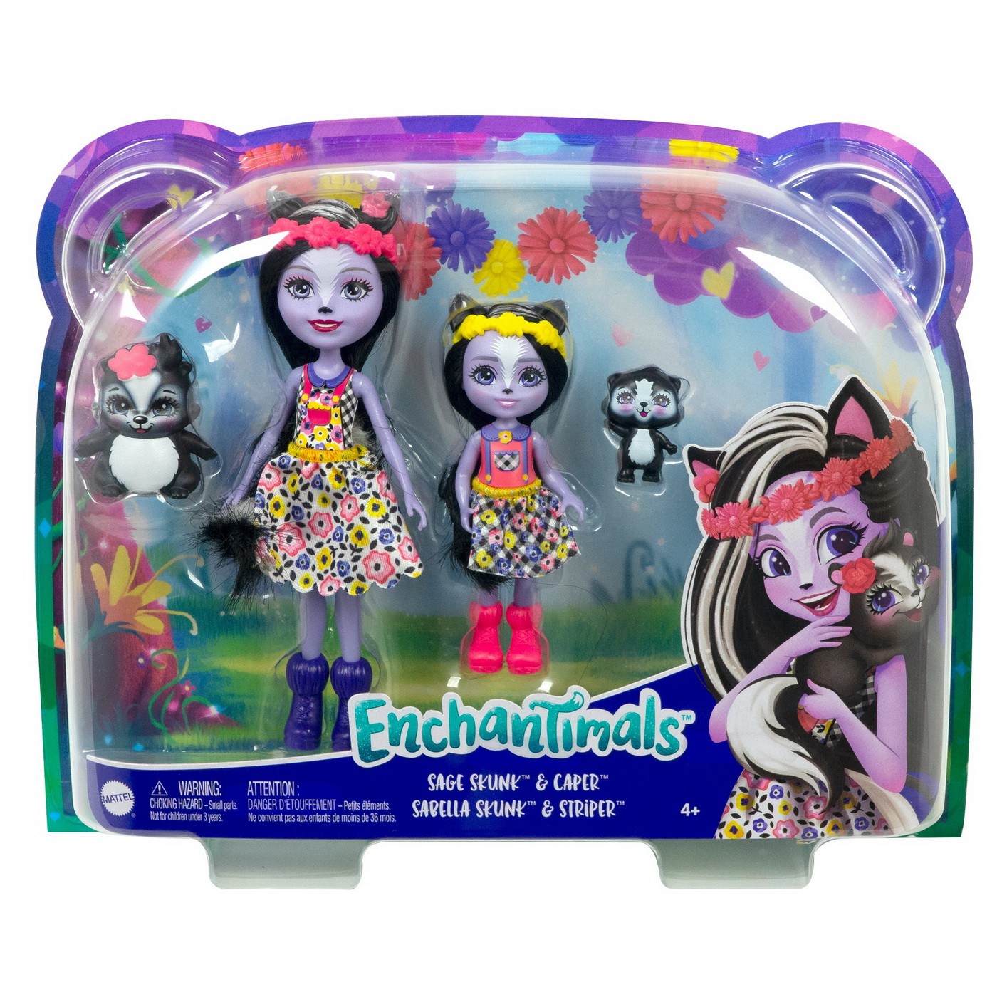 Set de păpuși Enchantimals - Sage & Sabella Skunk, 4 piese