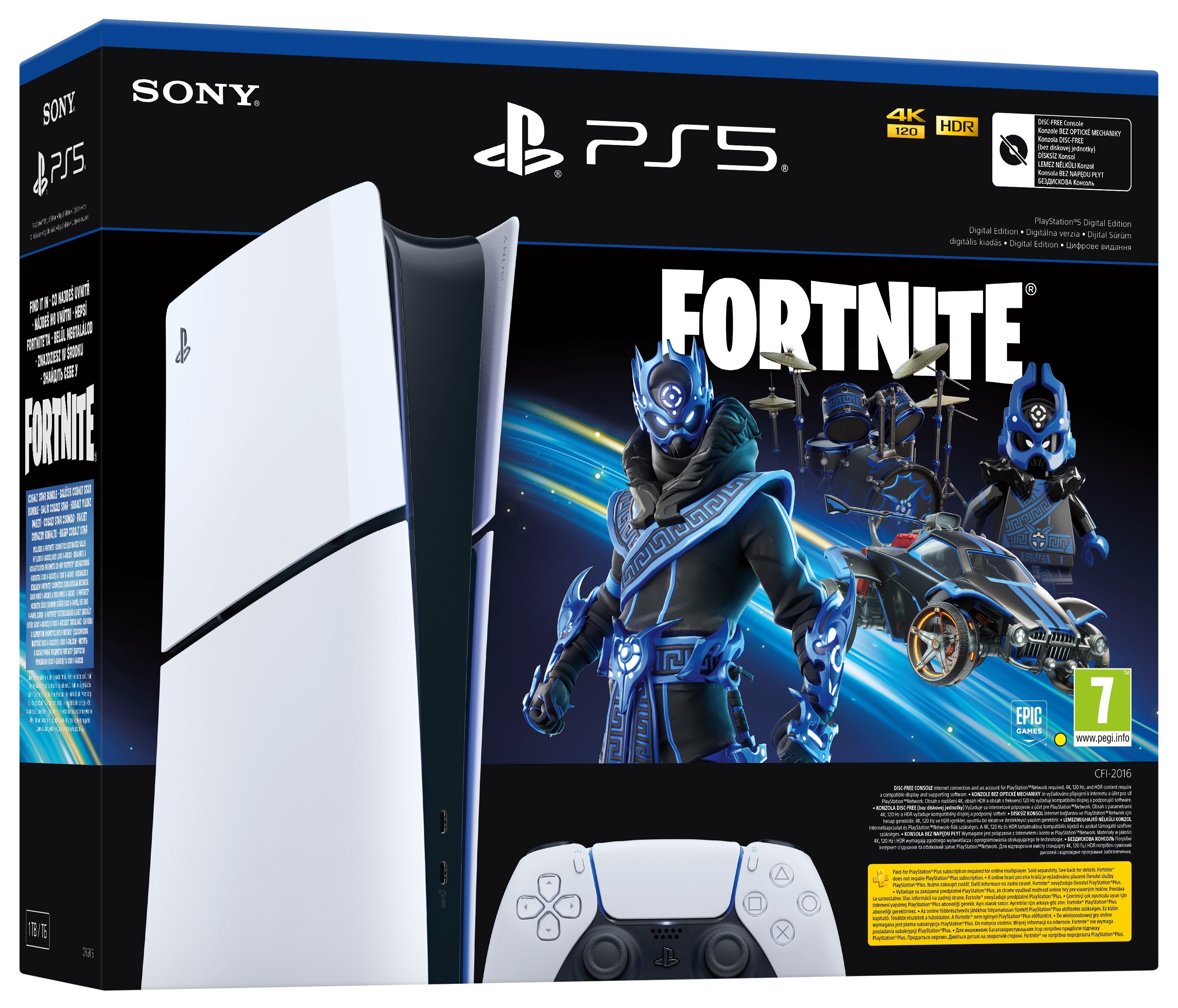 Consolă PlayStation 5 (Slim) - Digital Edition - Fortnite Cobalt