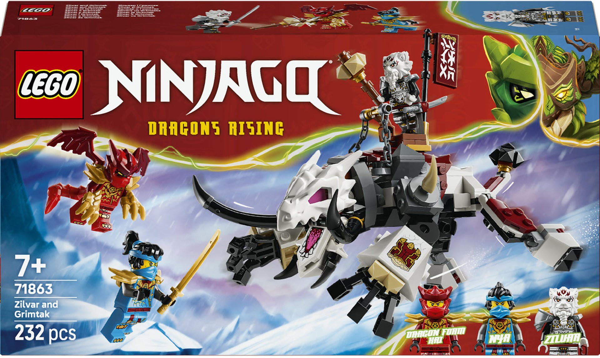 Constructor LEGO Ninjago - Zilvar și Grimtak – monstrul-dragon (71863) - imagine 1