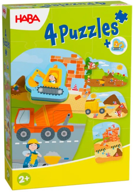 Set de puzzle-uri Haba - Șantier de construcții, 4 buc - imagine 1
