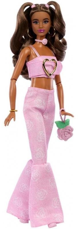 Păpuşă Barbie Deluxe Style - Ținută roz cu pantaloni evazați și o geantă Rosa - imagine 1