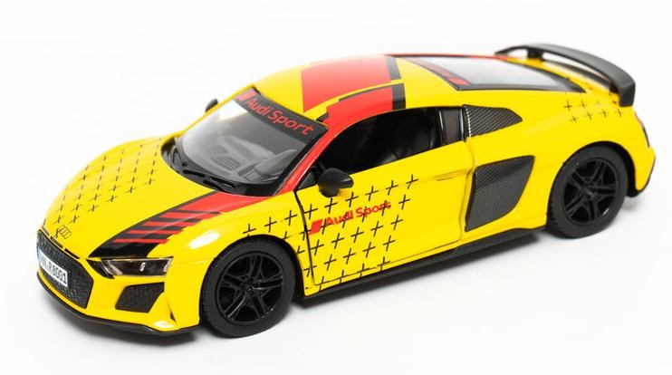Mașinuță metalică Kinsmart Livery Edition - 2020 Audi R8 Coupe, 1:36, galben - imagine 1
