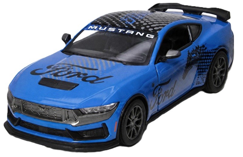 Cărucior metalic Kinsmart Livery Edition - 2024 Ford Mustang Dark Horse, 1:38, albastru