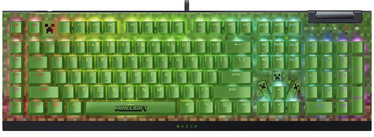 Tastatură mecanică Razer - BlackWidow V4 X, Green, RGB, Minecraft