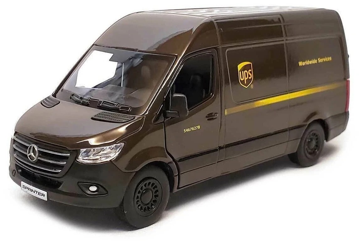 Microbuz metalic Kinsmart UPS Edition - Mercedes-Benz Sprinter, 1:48 - imagine 1