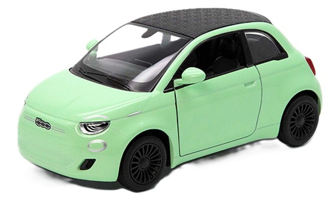 Carucior metalic Kinsmart - Fiat 500e, 1:28, verde rezeda - imagine 1