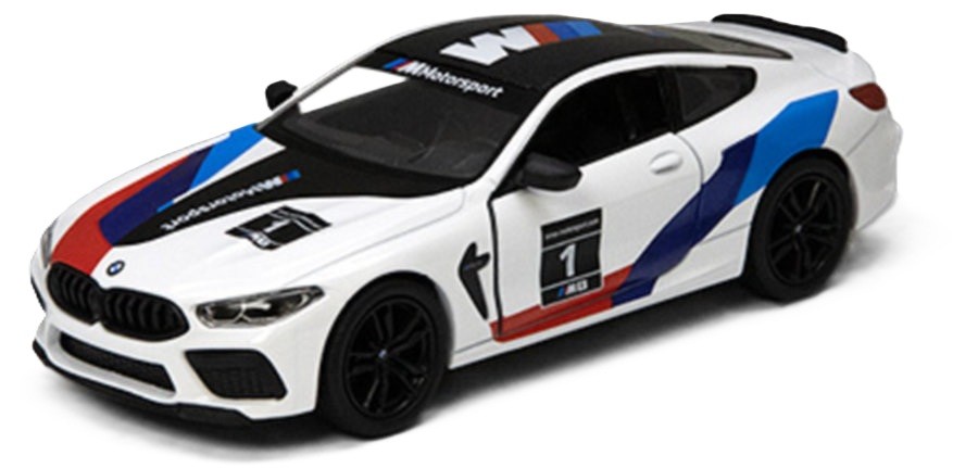 Carucior metalic Kinsmart Livery Edition - BMW M8 Competition Coupe, 1:38, alb
