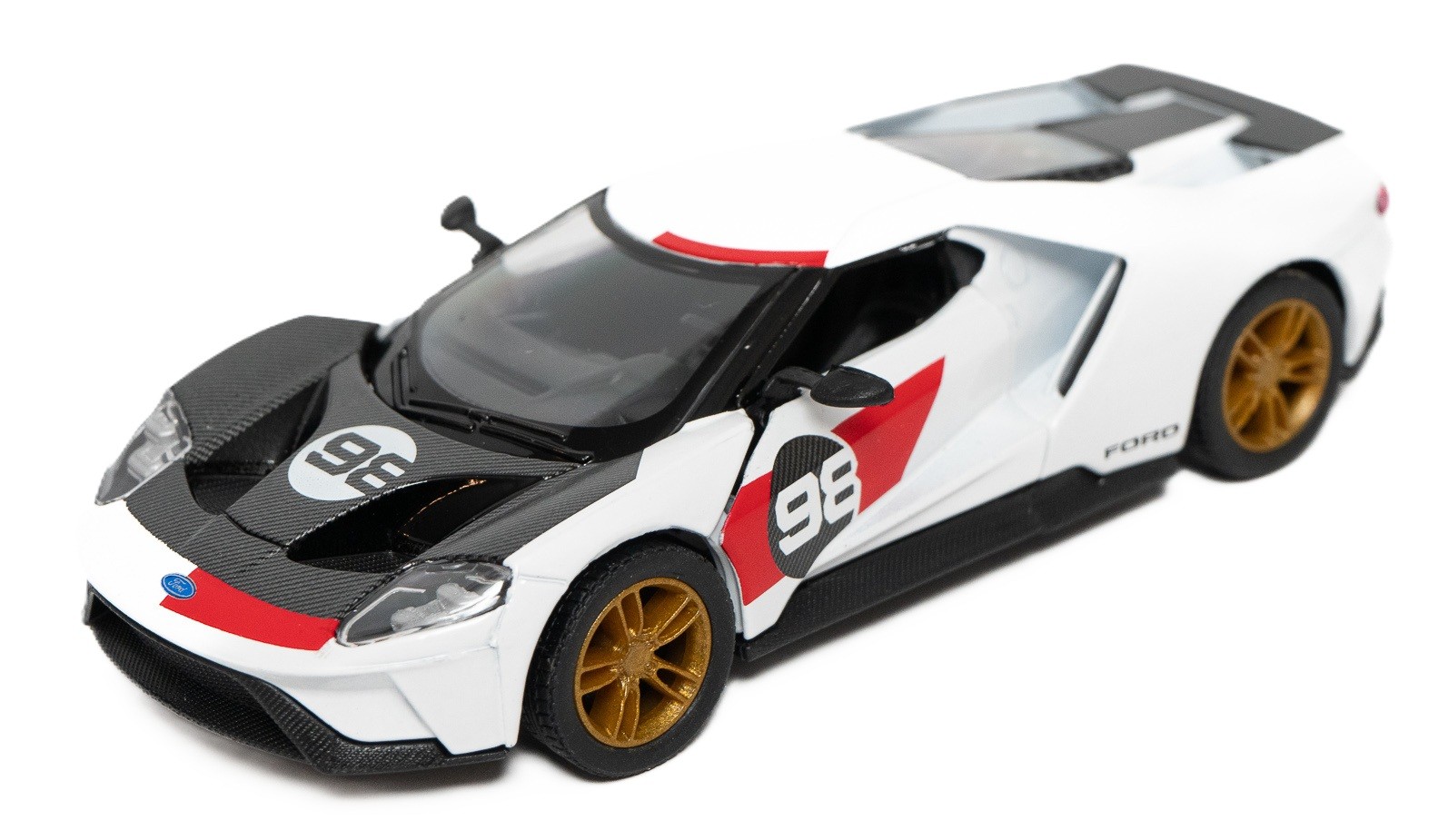Mașinuță metalică Kinsmart Heritage Edition - Ford GT, 1:38, alb - imagine 1