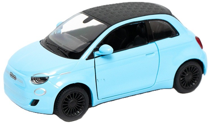 Carucior metalic Kinsmart - Fiat 500e, 1:28, albastru