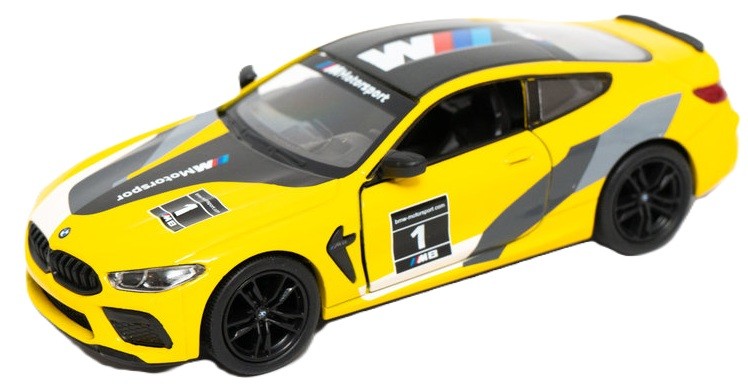 Carucior metalic Kinsmart Livery Edition - BMW M8 Competition Coupe, 1:38, galben
