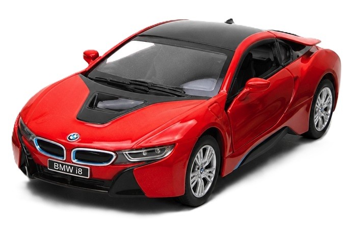 Mașină metalică Kinsmart - BMW I8, 1:34, roșie - imagine 1