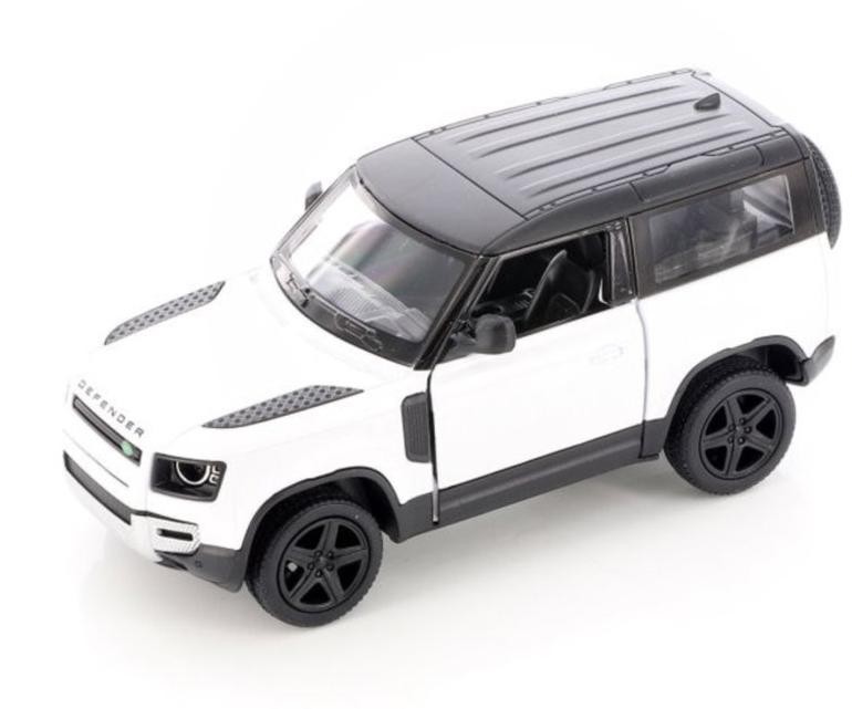 Mașinuță metalică Kinsmart - Land Rover Defender 90, 1:36, alb